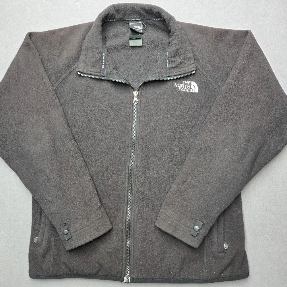 The North Face Mens Small Full Zip Fleece Jacket Black Mock Neck 0159
